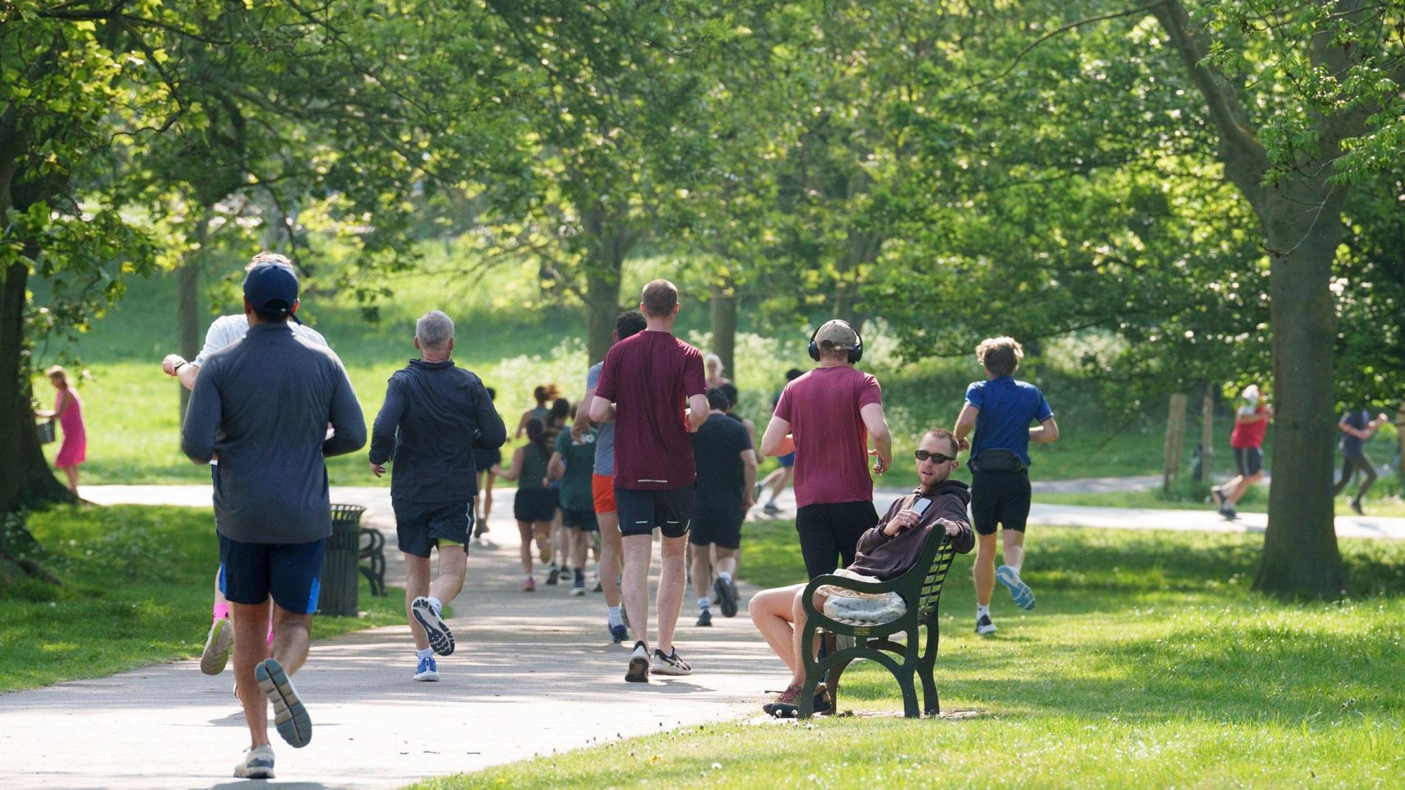 Person exercising in a UK park
